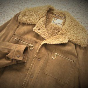 Vintage Men's LAKELAND GROVER Suede Leather Sherpa Lined Jacket Size 42